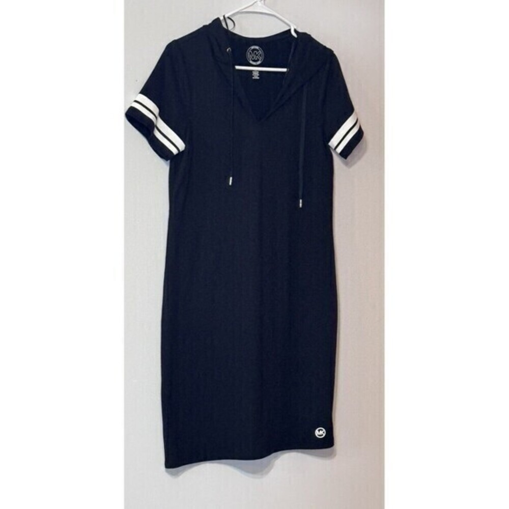 Michael Kors Women's Hooded T-shirt Dress Sheath Size XS Black & White Casual